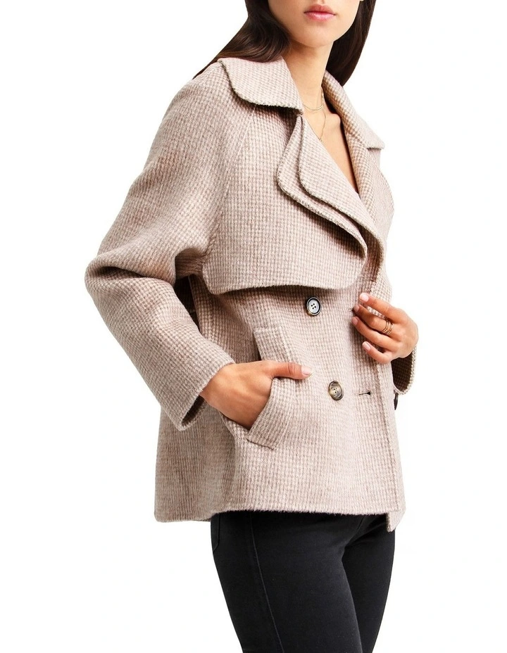 I'm Yours Wool Blend Peacoat in Beige image 2