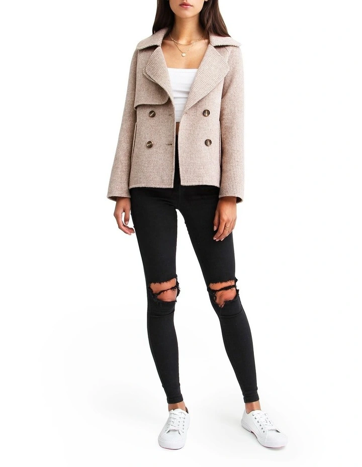 I'm Yours Wool Blend Peacoat in Beige image 4