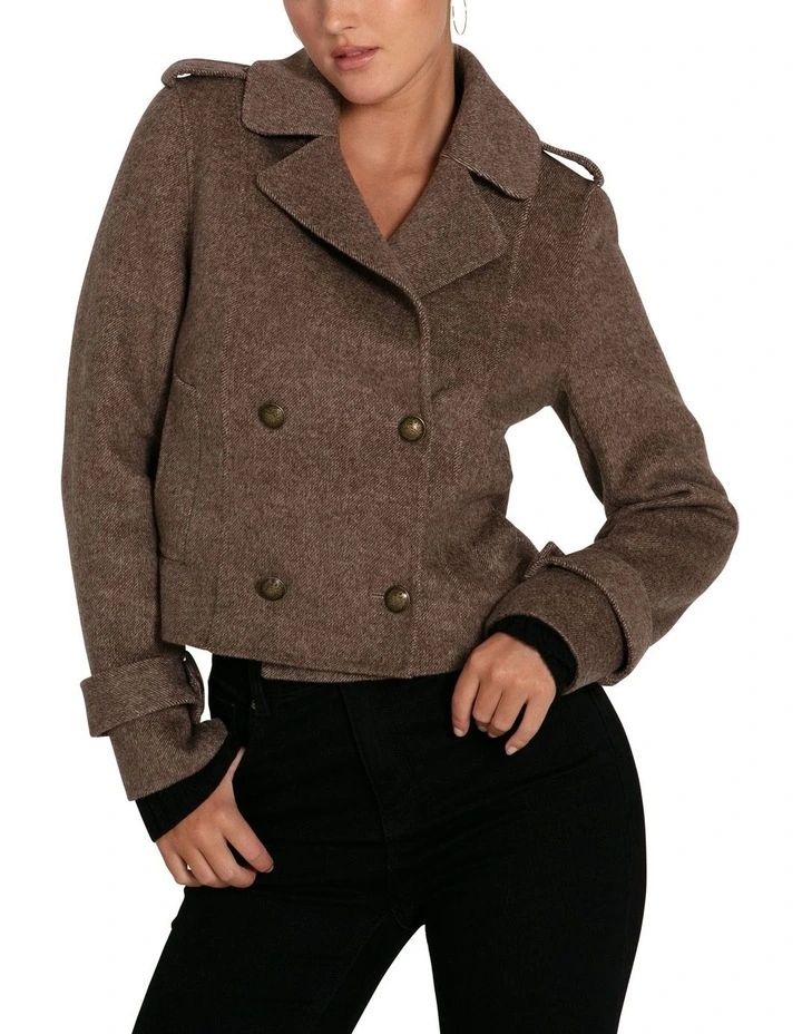 Better Off Military Peacoat in Walnut image 3