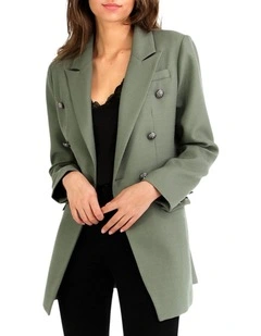 Princess Polina Textured Weave Blazer in Military