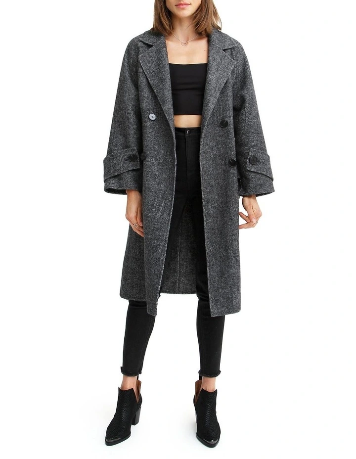 Rumour Has It Oversized Wool Blend Coat in Charcoal image 4