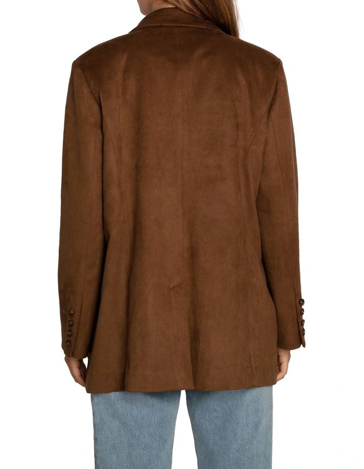 Charmer Faux Suede Blazer in  Brown image 4