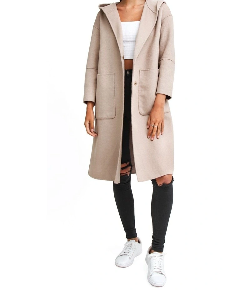 Walk This Way Wool Blend Oversized Coat in Sand image 1