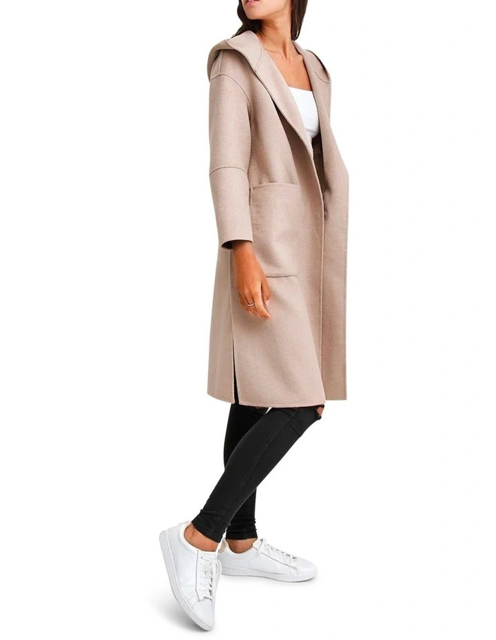 Walk This Way Wool Blend Oversized Coat in Sand image 2