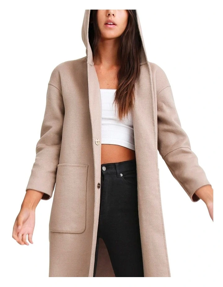 Walk This Way Wool Blend Oversized Coat in Sand image 4