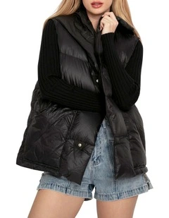 Over My Head Hooded Puffer Vest in Black