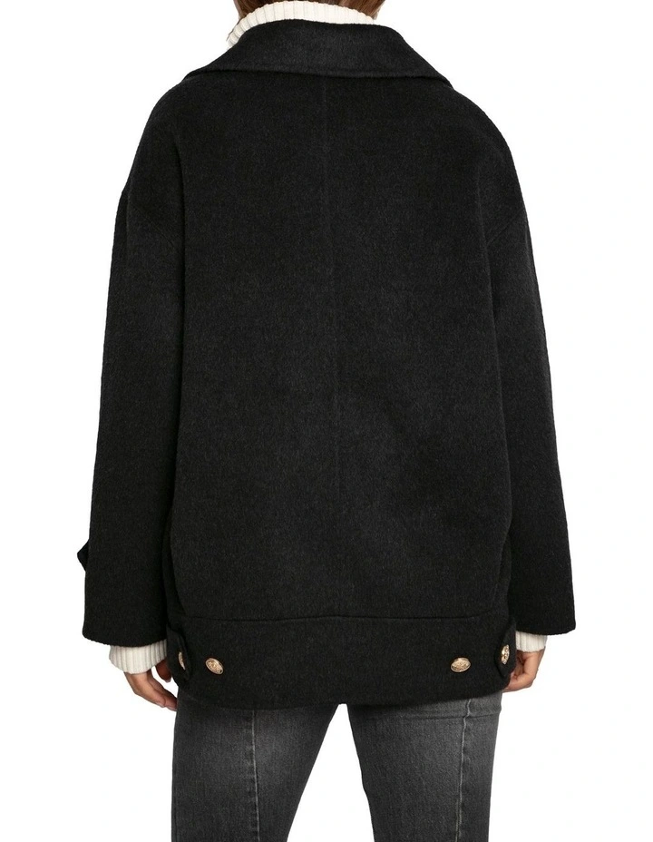 Right and Forward Double Breasted Wool Blend Pea Coat in Charcoal image 4