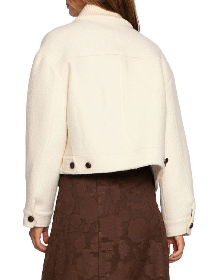 Crystal Skies Cropped Wool Rib Jacket in Cream image 3