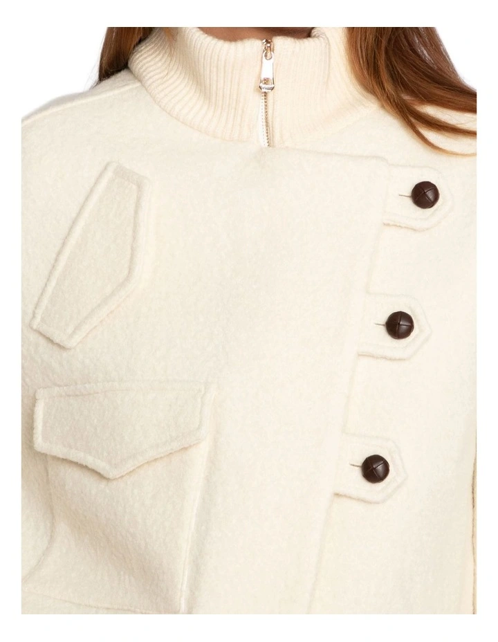 Crystal Skies Cropped Wool Rib Jacket in Cream image 5