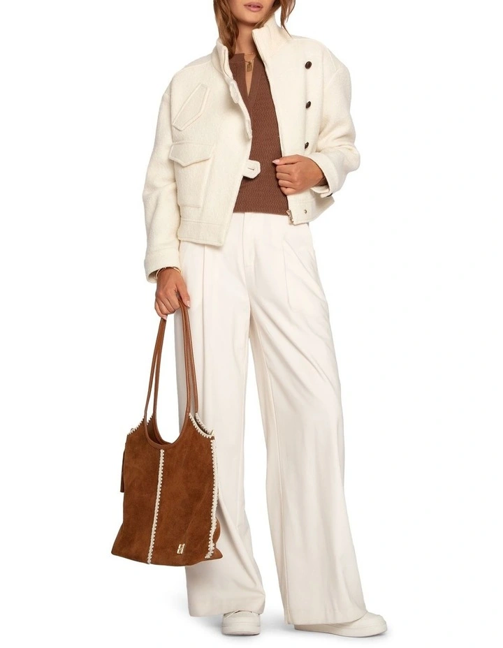 Crystal Skies Cropped Wool Rib Jacket in Cream image 6