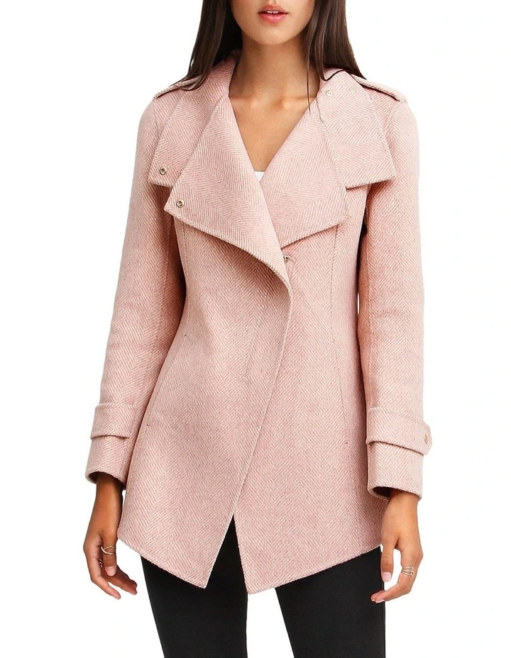Bad Girl Wool Blend Moto Coat in Blush image 1