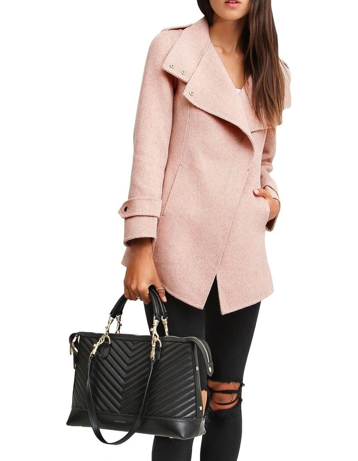 Bad Girl Wool Blend Moto Coat in Blush image 3