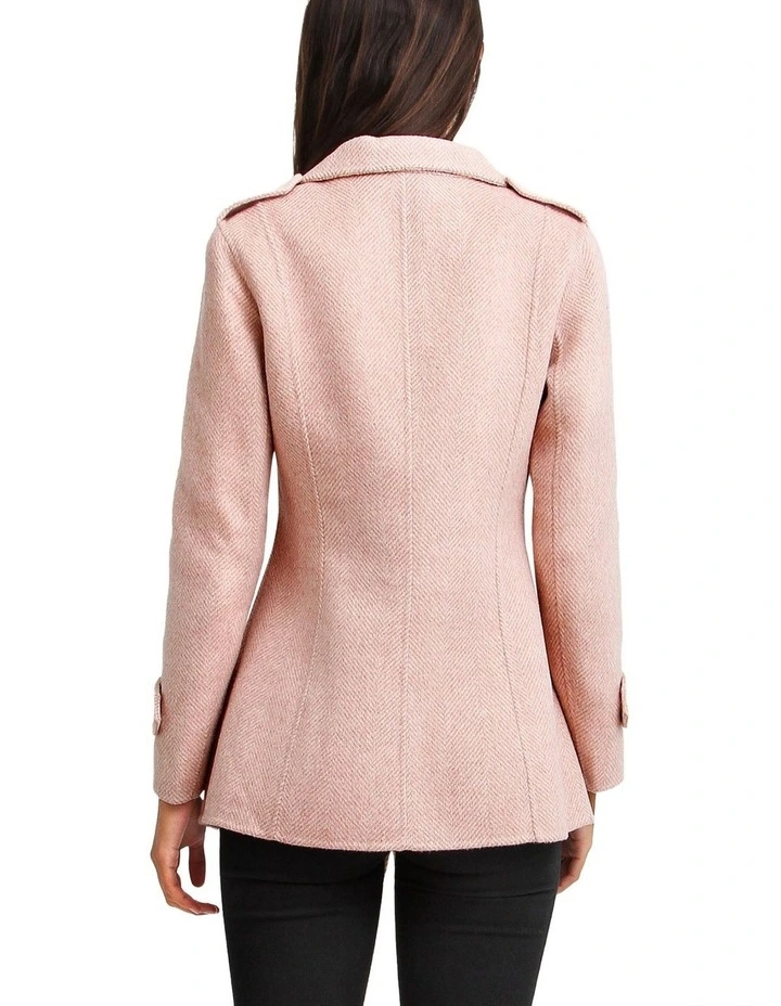 Bad Girl Wool Blend Moto Coat in Blush image 4