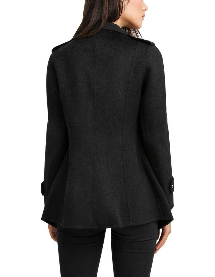 Bad Girl Wool Blend Moto Coat in Black image 3