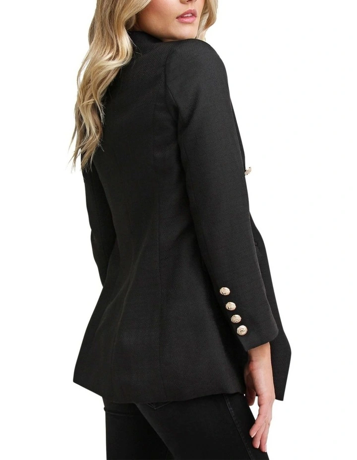 Princess Polina Textured Weave Blazer in Black image 4