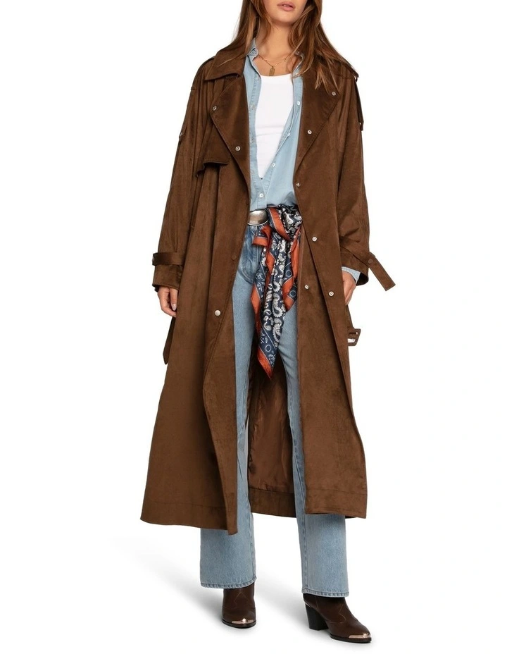Long Lost Lover Soft Maxi Trench in Tobacco image 1
