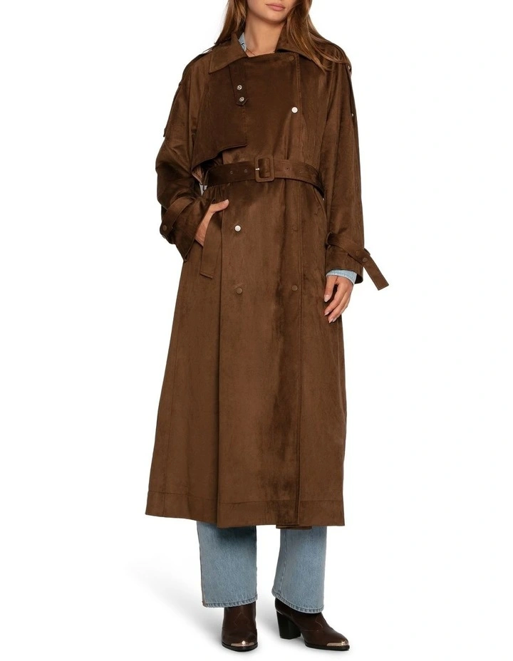 Long Lost Lover Soft Maxi Trench in Tobacco image 2