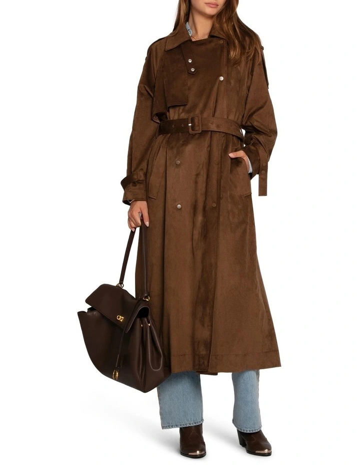 Long Lost Lover Soft Maxi Trench in Tobacco image 5