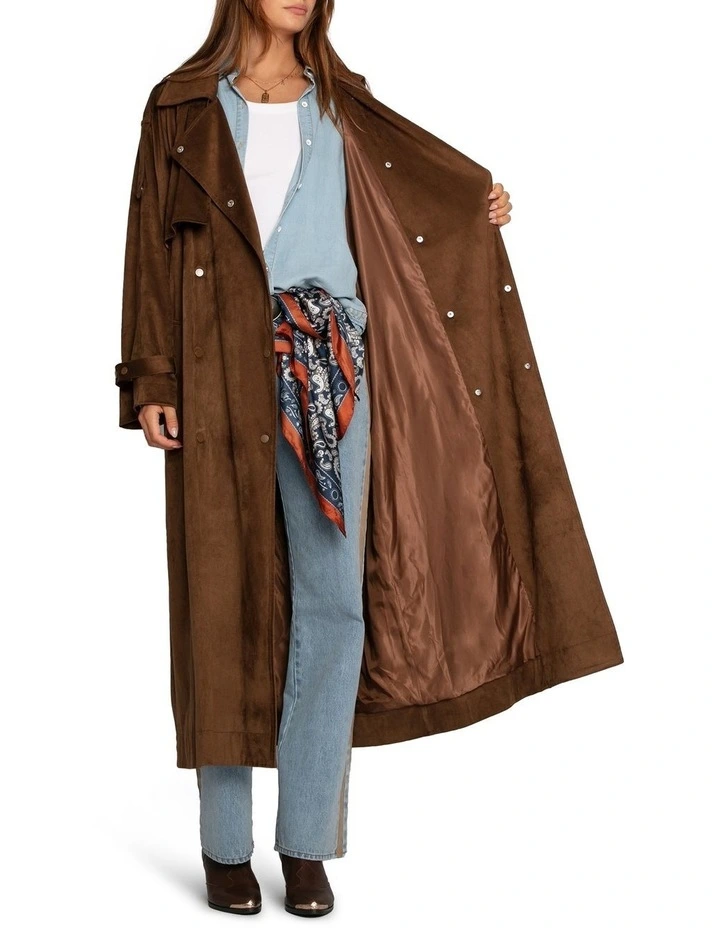 Long Lost Lover Soft Maxi Trench in Tobacco image 6