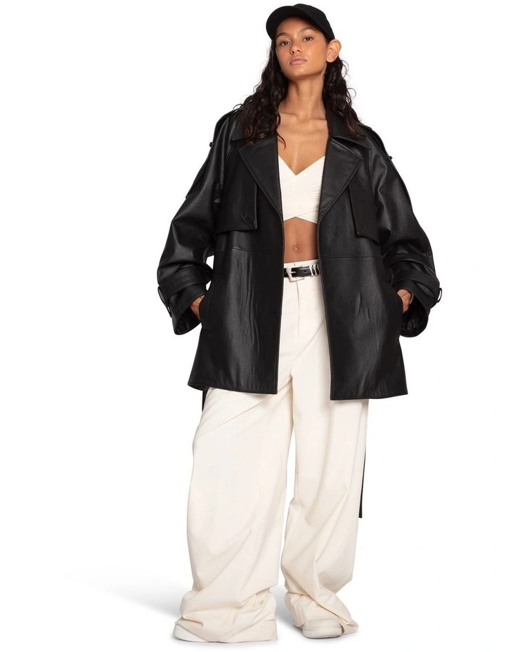 Forevermore Leather Trench Coat in Black image 2