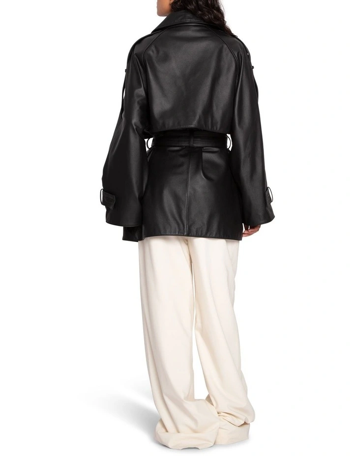 Forevermore Leather Trench Coat in Black image 4
