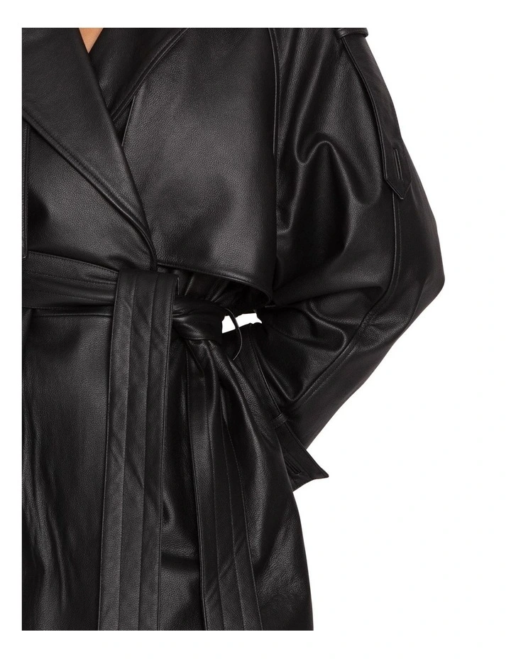 Forevermore Leather Trench Coat in Black image 5