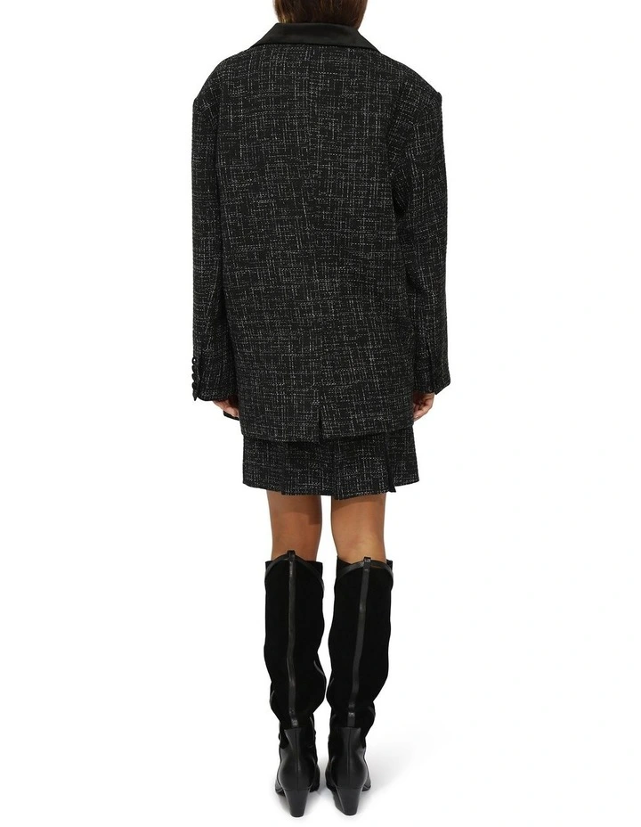 City Noir Tweed Oversized Blazer in Black image 4