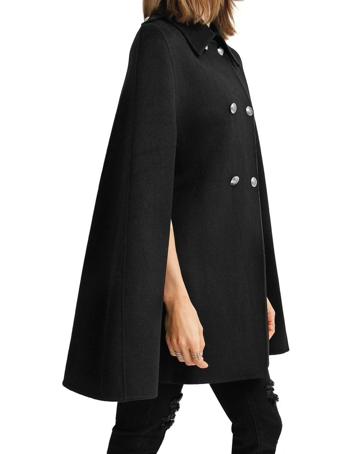 On My Mind Wool Blend Cape in Black image 2