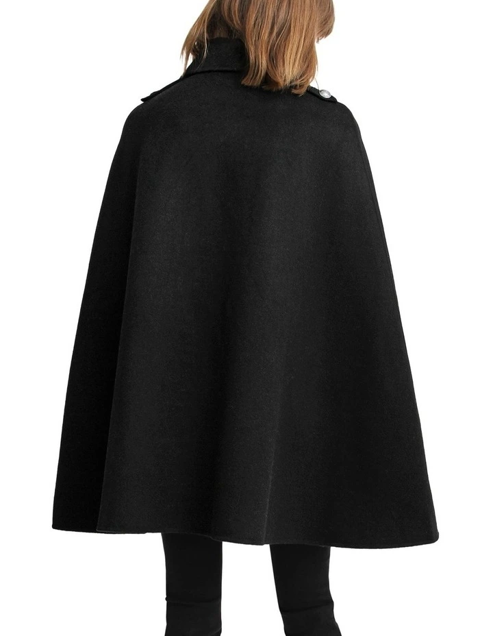 On My Mind Wool Blend Cape in Black image 3