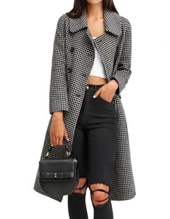 Save My Love Wool Coat in Black & White Check