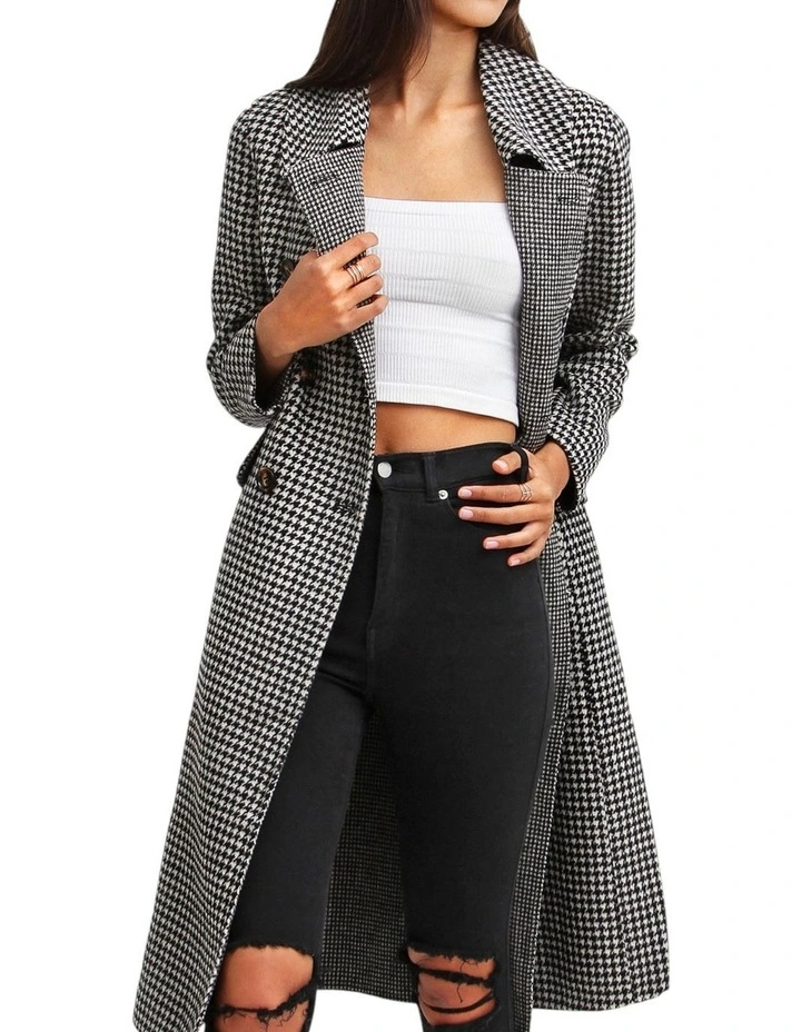 Save My Love Wool Coat in Black & White Check image 3