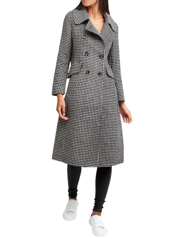 Save My Love Wool Coat in Black & White Check image 4