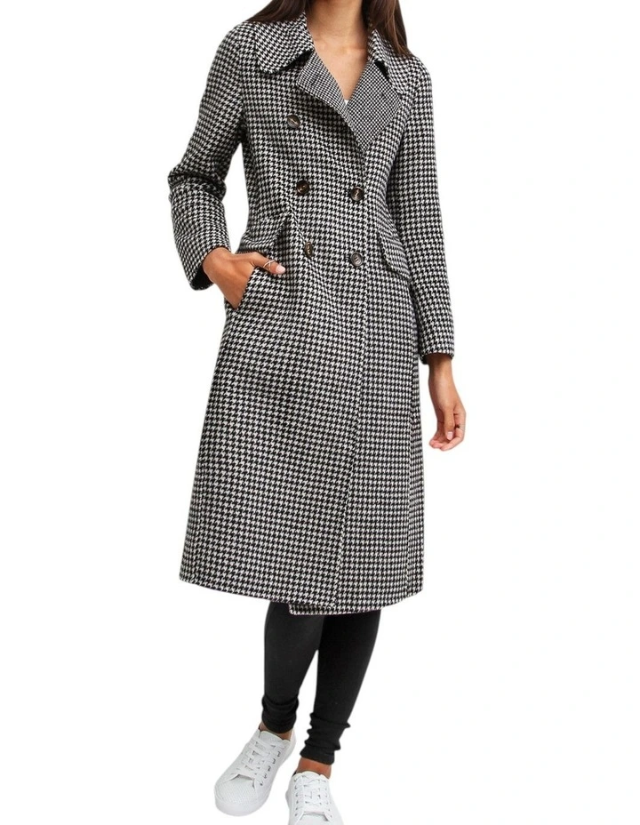 Save My Love Wool Coat in Black & White Check image 5