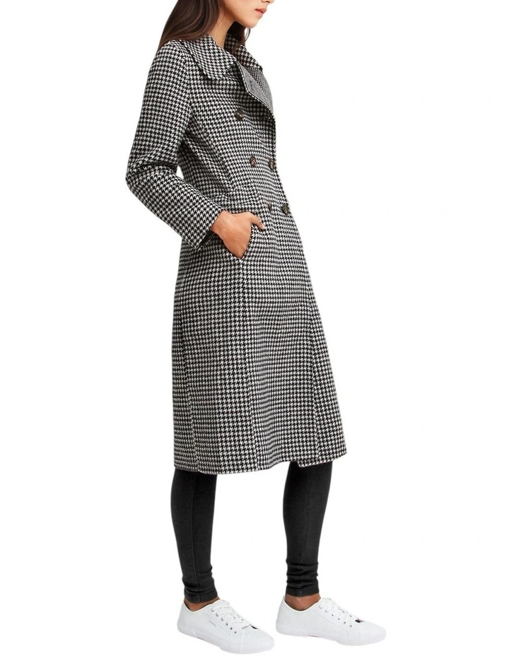 Save My Love Wool Coat in Black & White Check image 6