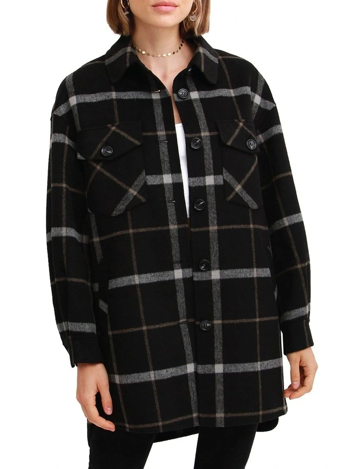 River's Edge Plaid Shacket in Black Plaid image 4