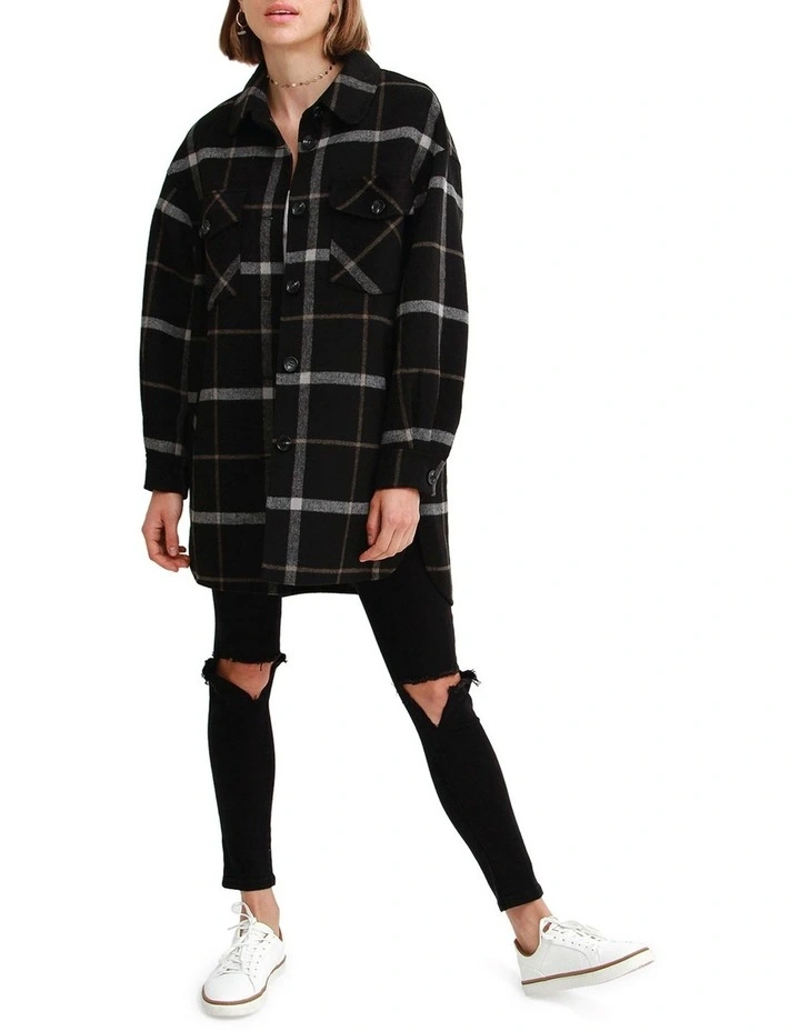 River's Edge Plaid Shacket in Black Plaid image 5