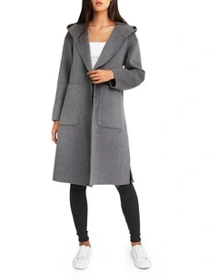 Walk This Way Wool Blend Oversized Coat in Dark Grey