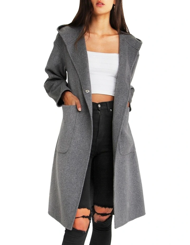 Walk This Way Wool Blend Oversized Coat in Dark Grey image 6
