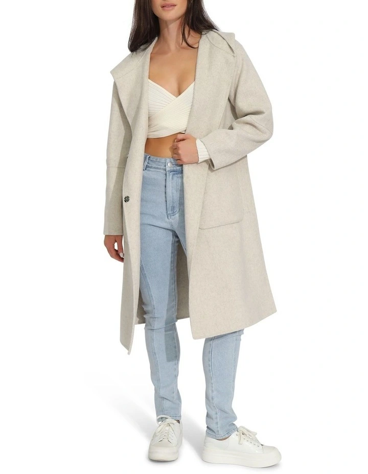 Walk This Way Wool Blend Oversized Coat in Oat Marle image 1