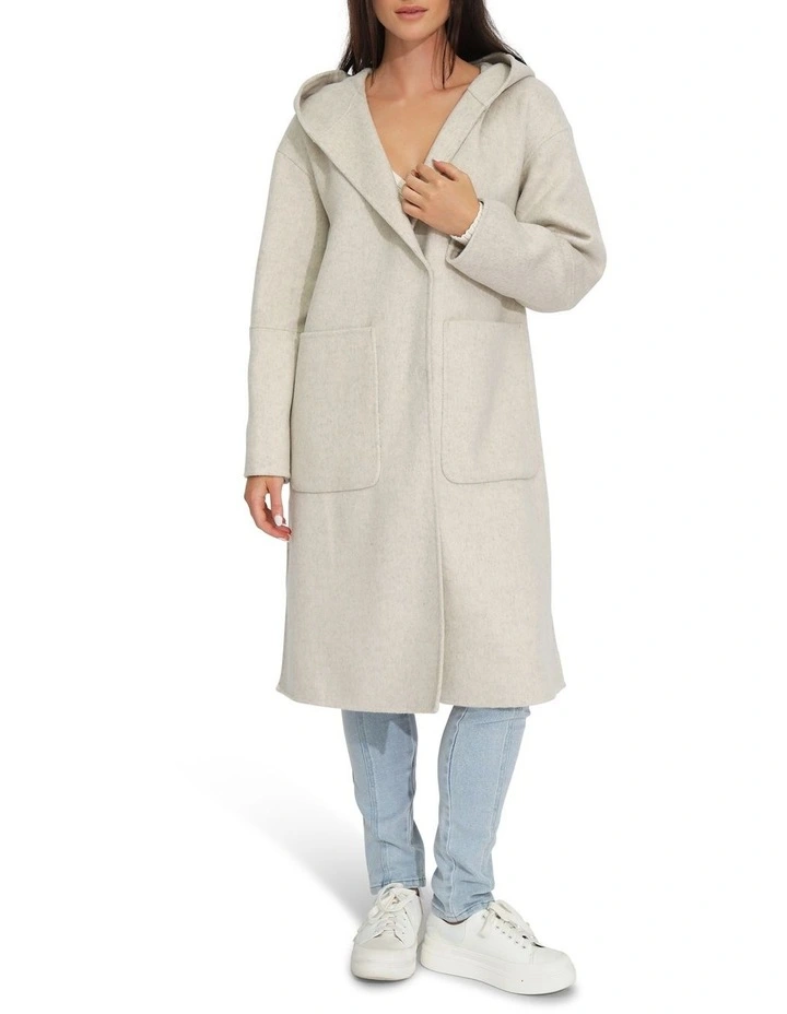 Walk This Way Wool Blend Oversized Coat in Oat Marle image 7