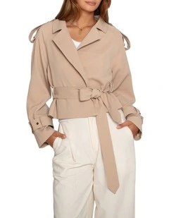 Fast Car Cropped Trench in Light Camel