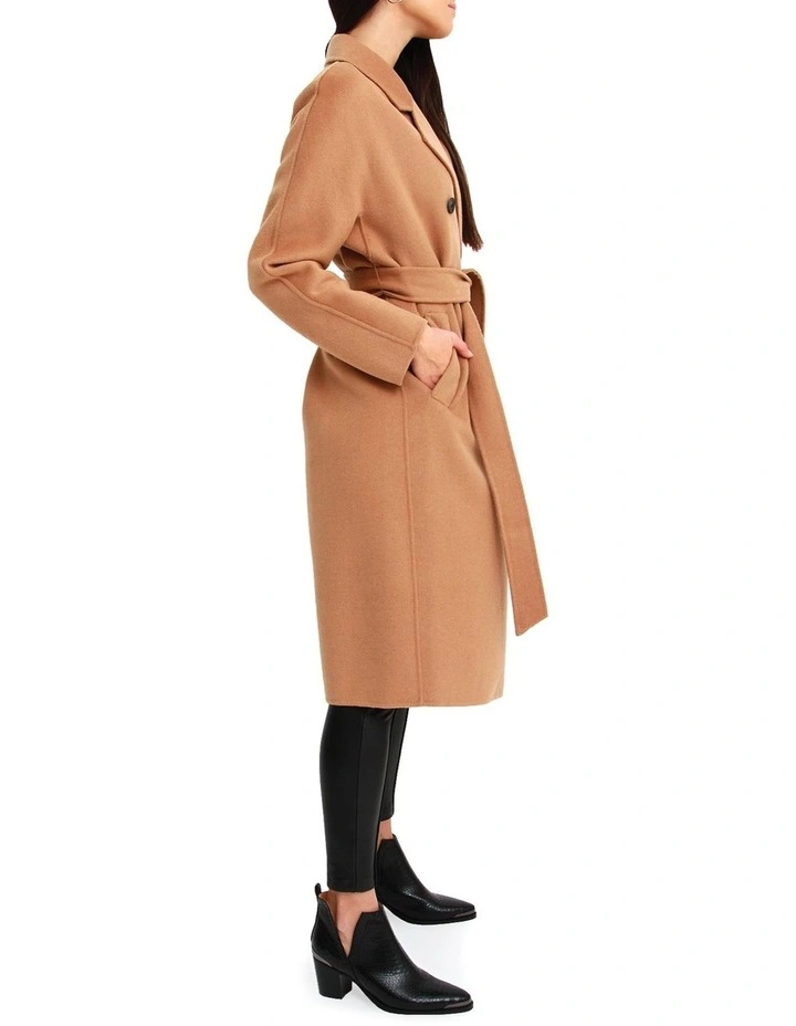 Boss Girl Double-Breasted Lined Wool Coat in Camel image 3