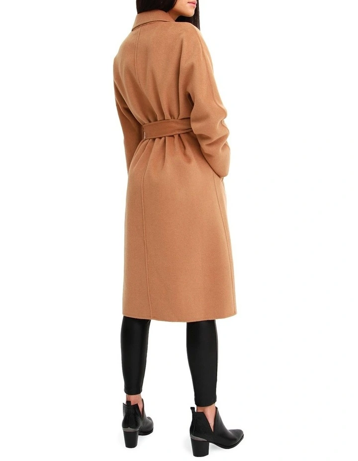 Boss Girl Double-Breasted Lined Wool Coat in Camel image 4