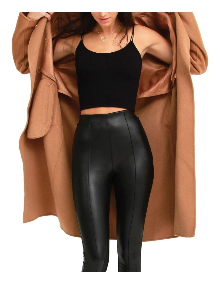 Boss Girl Double-Breasted Lined Wool Coat in Camel image 5