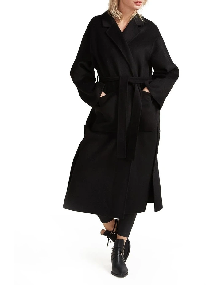 Wide Awake Split Hem Overcoat in Black image 1