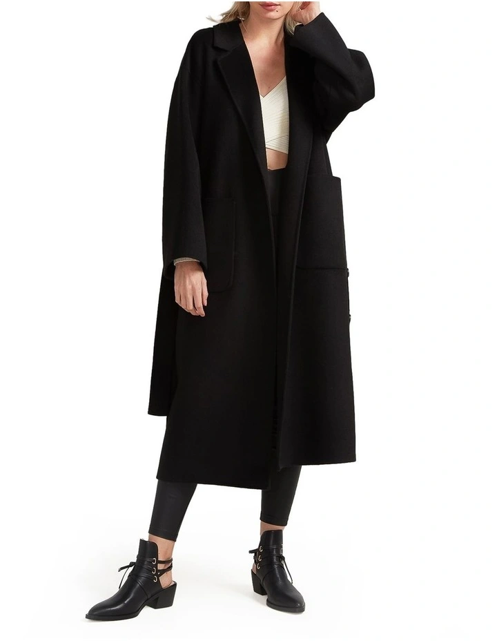 Wide Awake Split Hem Overcoat in Black image 3
