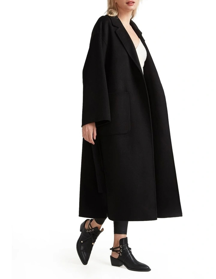 Wide Awake Split Hem Overcoat in Black image 4