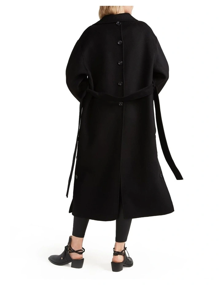 Wide Awake Split Hem Overcoat in Black image 5