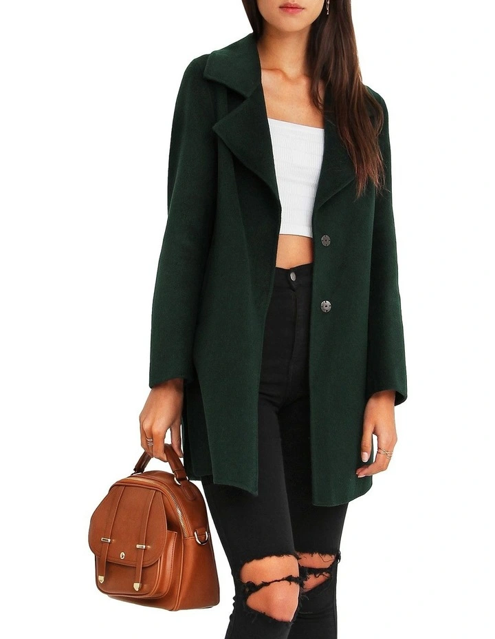 Ex-Boyfriend Wool Blend Oversized Jacket in Dark Green image 2
