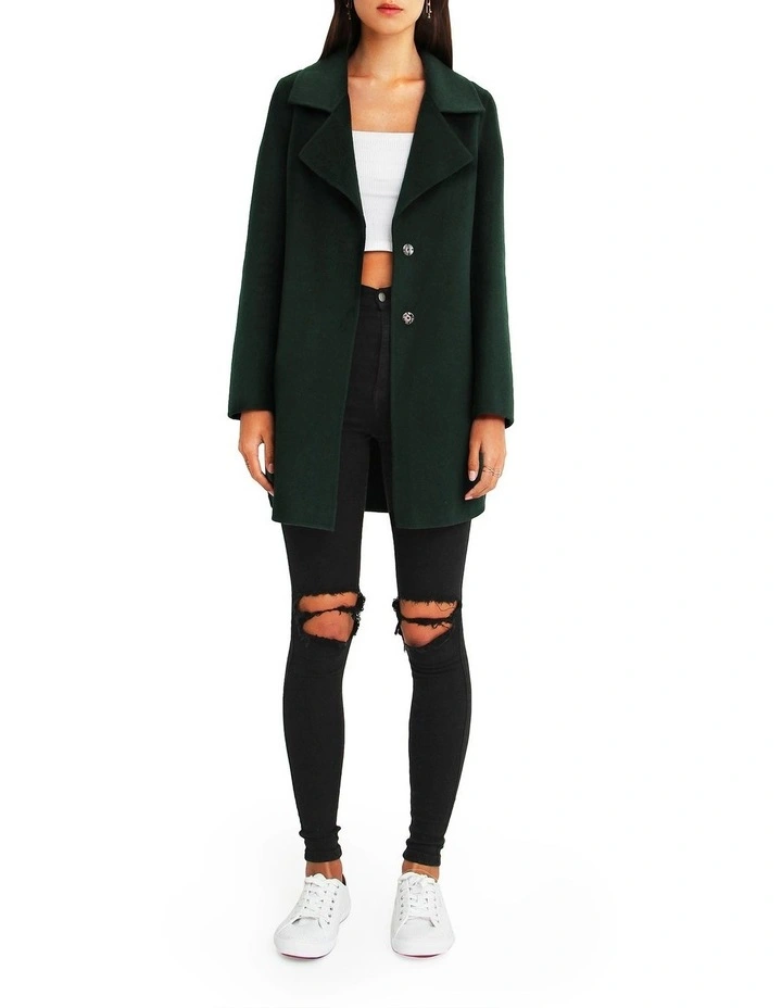 Ex-Boyfriend Wool Blend Oversized Jacket in Dark Green image 4